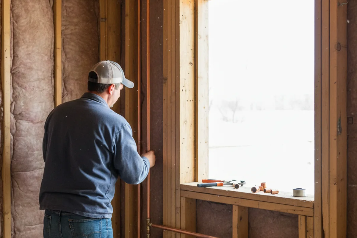 Licensed plumber running new copper supply lines in a Broadview Heights home